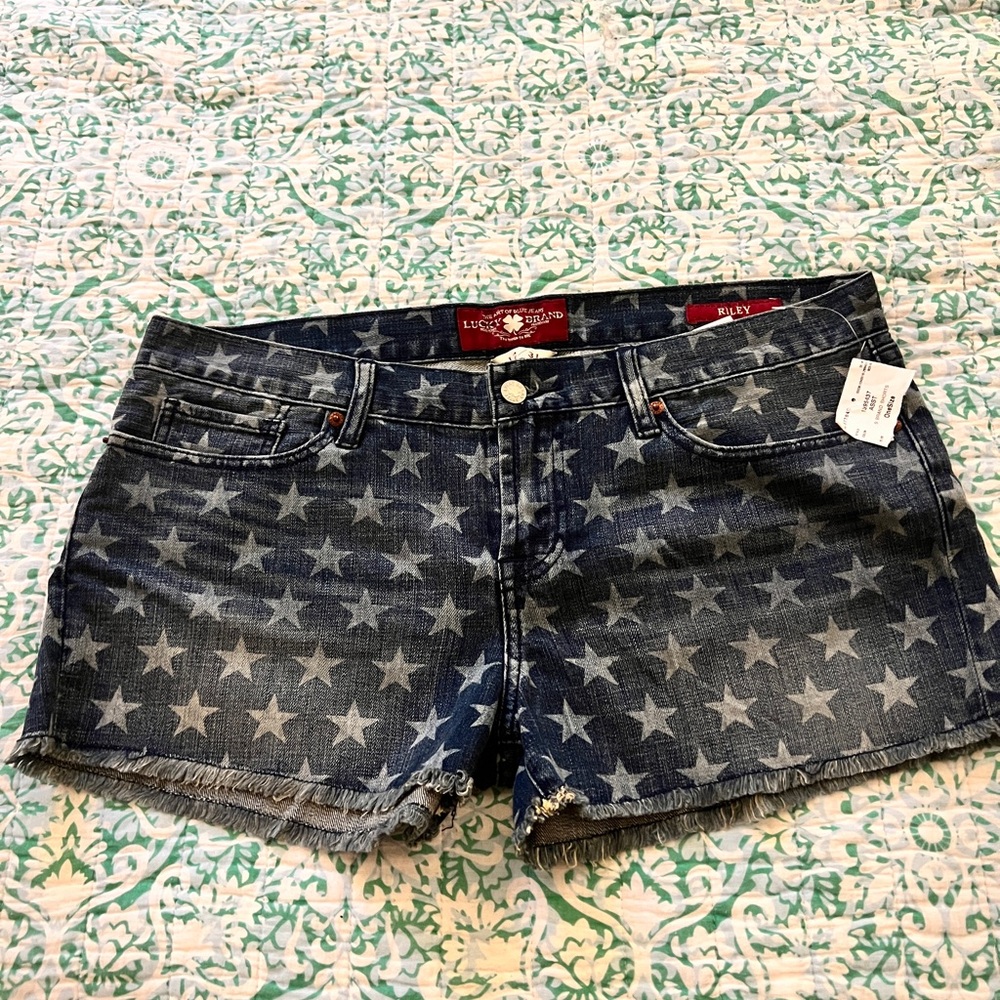 Lucky Brand Blue Jean Shorts with Star Pattern